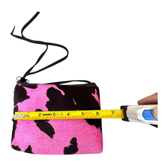 Naturalizer Cow Print Crossbody Bags Duo Cowhide Leather Pink Brown Small Handba - Picture 9 of 13